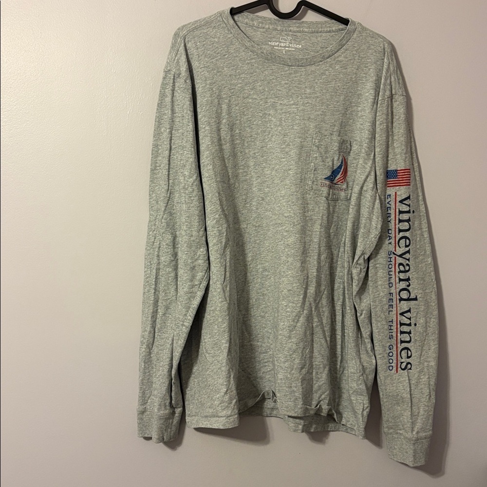 Vineyard Vines Gray Long Sleeve Sailboat Every Day Should Feel This Good T-shirt